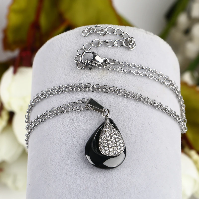 TUHE 2018 Water Drop CZ Crystal Pendant Necklace For Women High Quality Stainless Steel Chain Beauty Engagement Party Jewelry | Украшения и