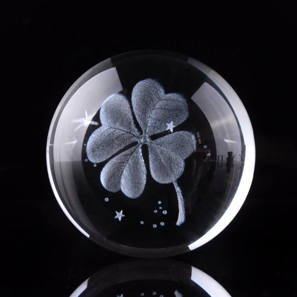 

Четырехлистный клевер 3D лазерная гравировка 60 мм Хрустальный шар Миниатюрная модель Глобус кристалл ремесло фэншуй, украшение интерьера о...