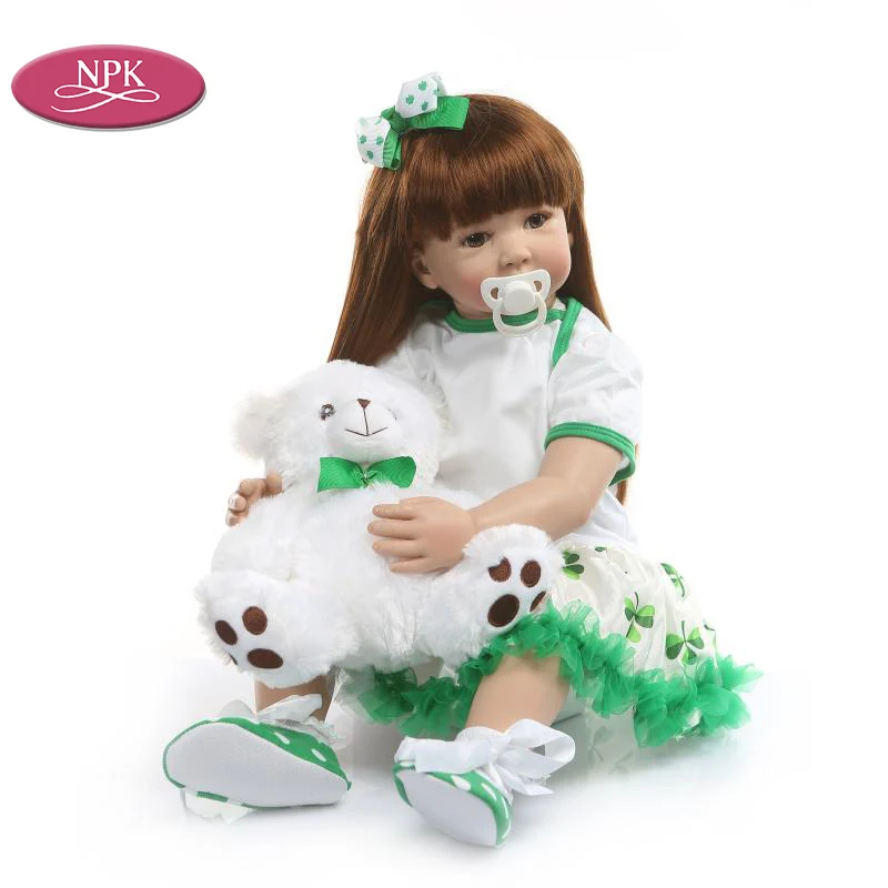 NPK 60 см силиконовая кукла Reborn Baby длинные волосы принцессы для девочек