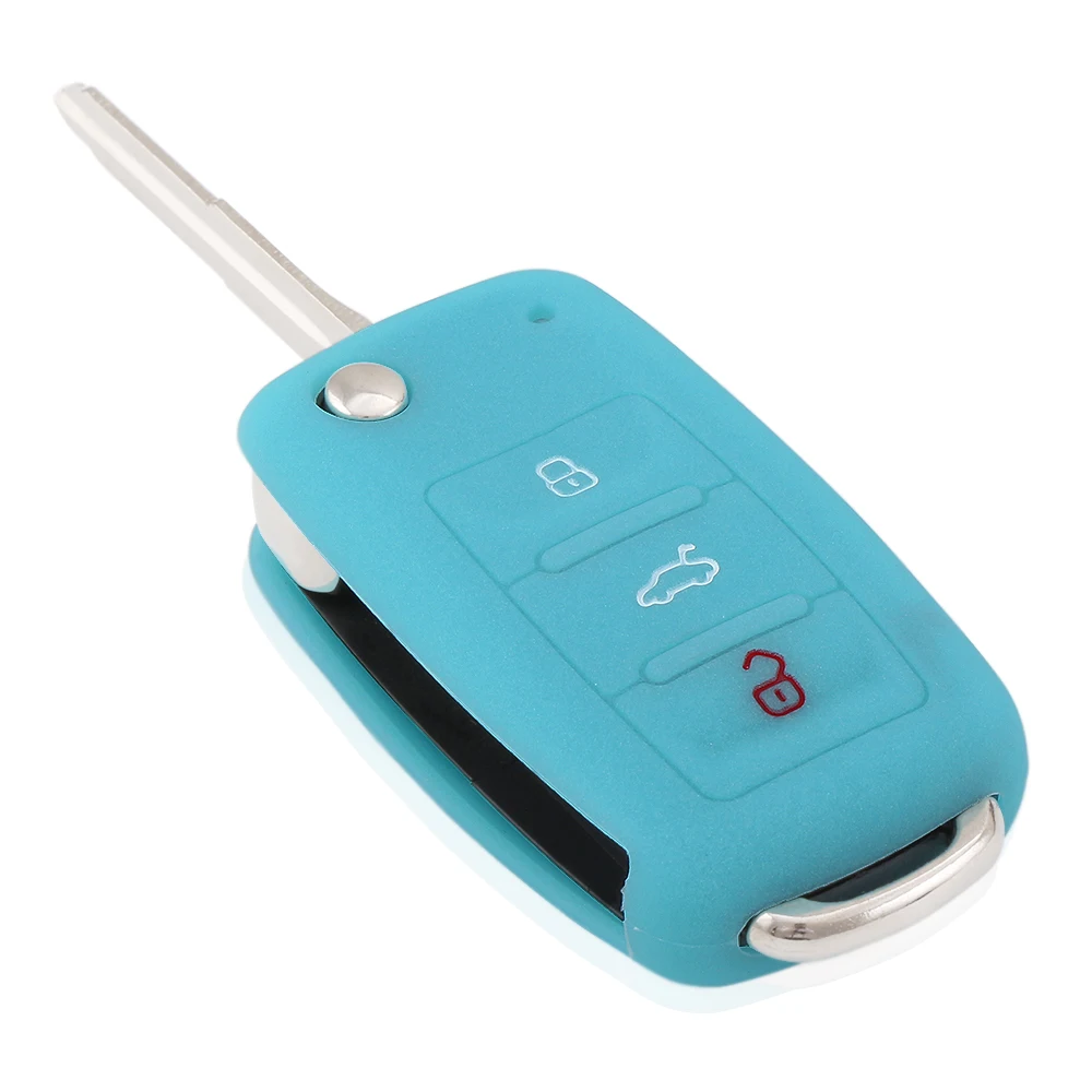 Светящийся силиконовый чехол для ключа с 3 кнопками VW Golf Bora Jetta POLO Passat For Skoda Superb