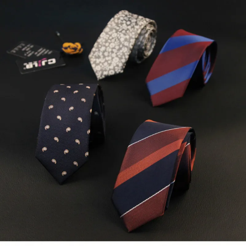 Деловой Узкий Шелковый галстук из полиэстера 6 см жаккардовые галстуки для