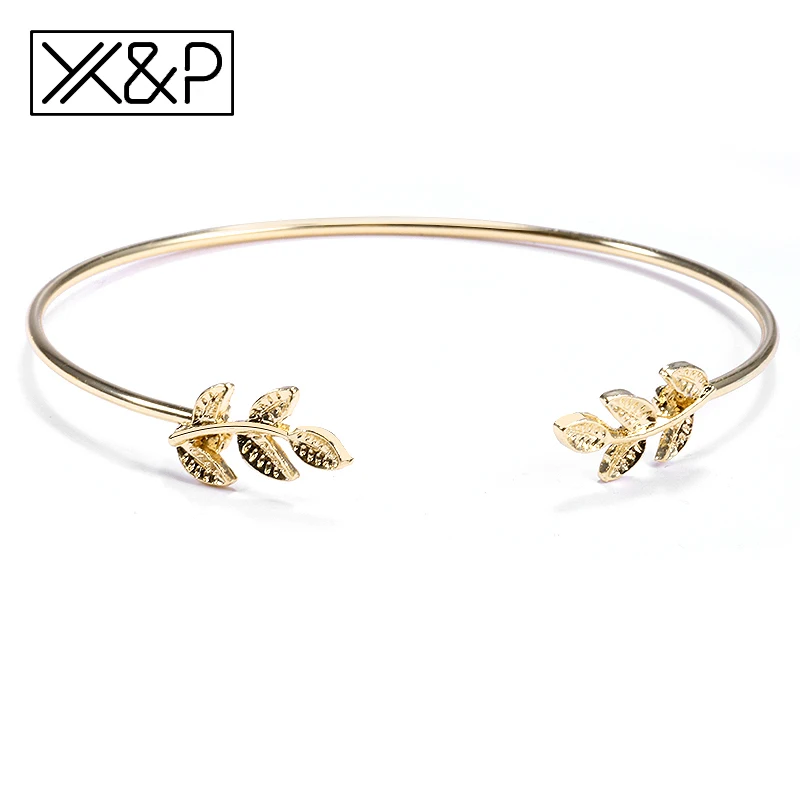 Leaf X& P, модные золотые браслеты-запонки, цепочка, браслеты с подвесками, браслет для женщин, Богемия, лист, узел, стрелка, круглые женские браслеты, ювелирное изделие, подарок - Окраска металла: Leaf