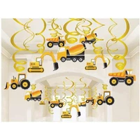 construction vehicle ceiling hanging swirl dangling streamers garland for childrens birthday party drop ornaments home decor
