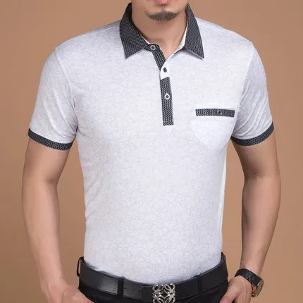 

2020 new summer polo homme Mens short sleeve Lapel middle-aged male cotton mercerized men's casual POLO shirts dad clothes