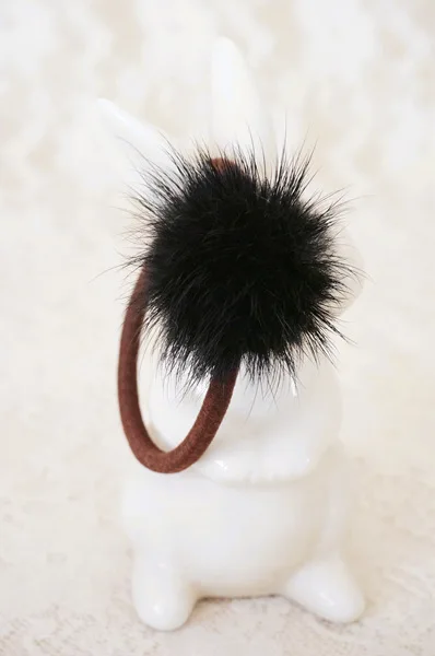 Lovely Baby Headwear Artificial Circle Hair Rope Faux Rabbit Fur Single Ball Ponytail Plush Elastic Bands TS-34 | Тематическая