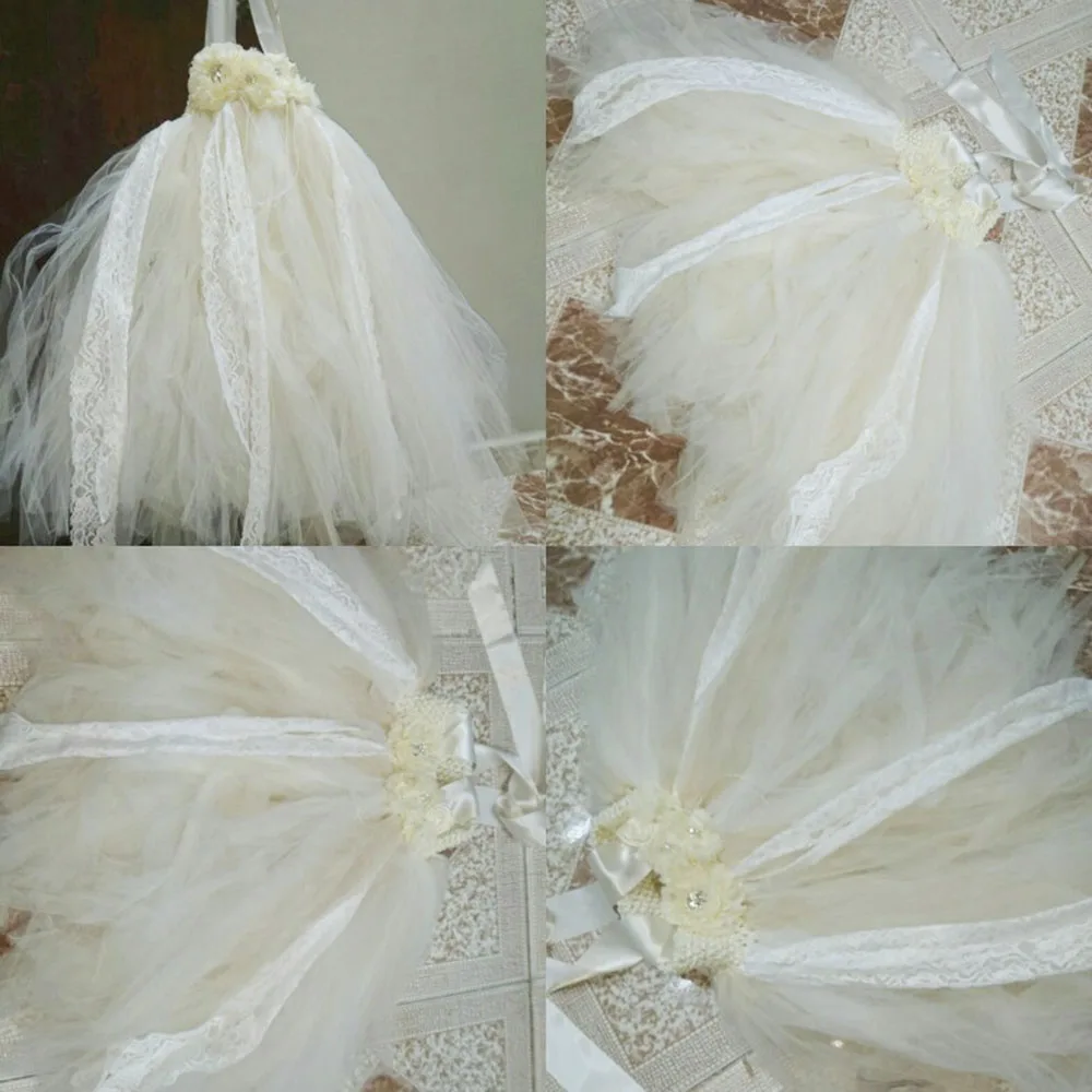 

Ivory Beige Shabby Flower Girl Wedding Tutu Dress Ankle Length Vintage Lace Party Tutu Dresses For Girls Birthday Photograph