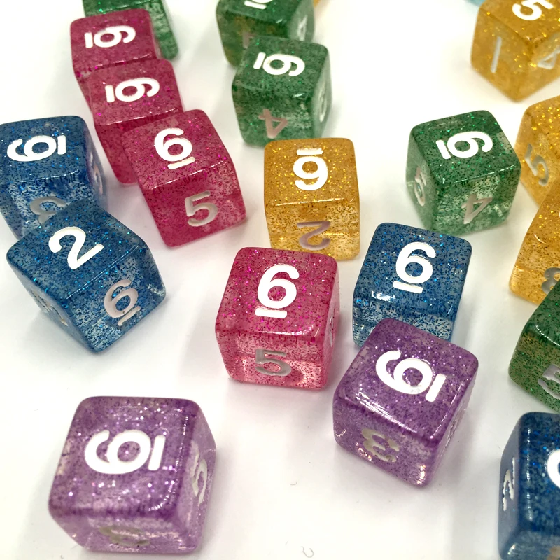 Rollooo кости 10 шт./компл. блестящие D6 цифровые Rpg кости|Кубики| |