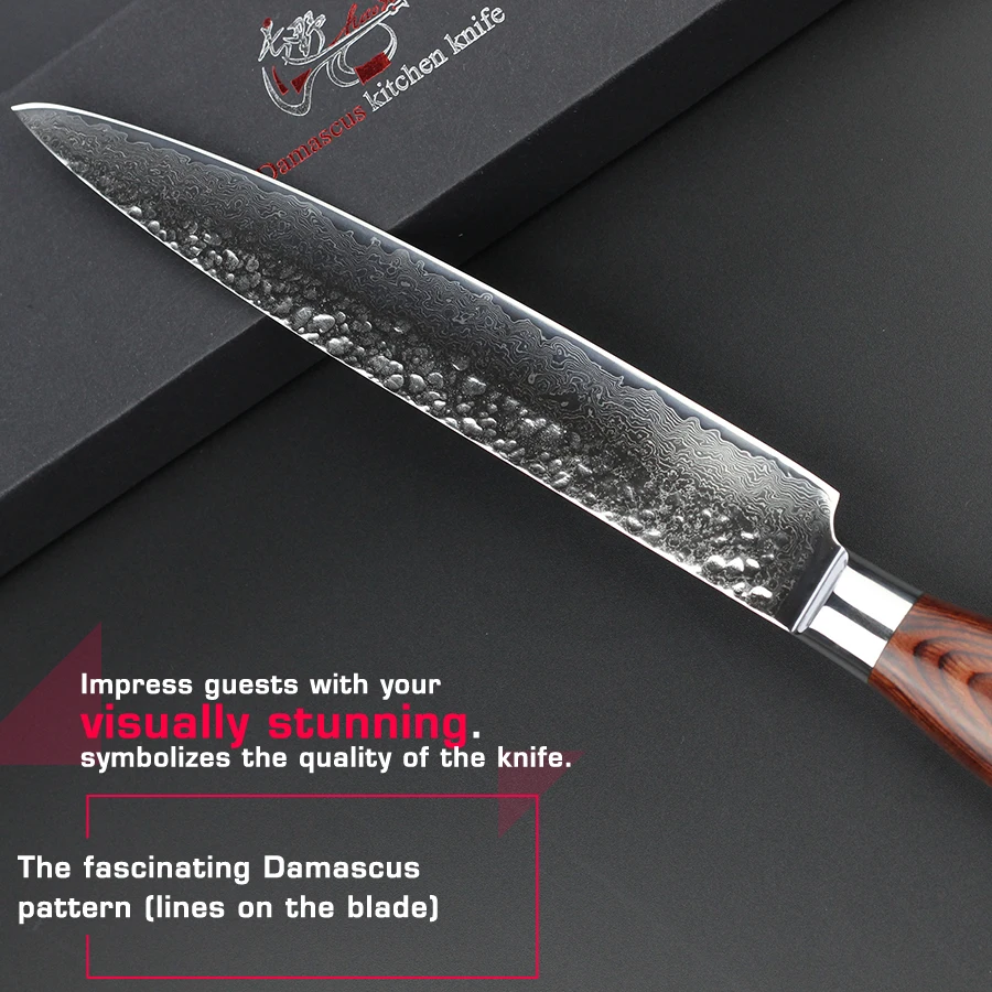 Японский нож HAOYE 8 &quotDamascus cleaver vg10 качественный из стали для резки мяса суши сашими