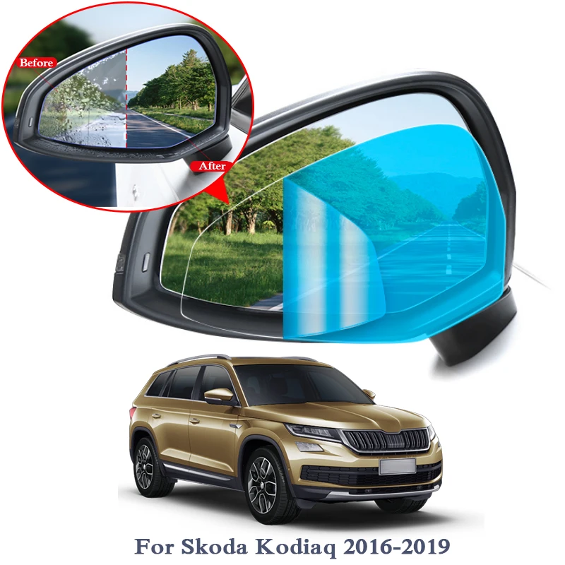 

2PCS Anti Fog Car Window Clear Film Car Rearview Mirror Protective Film For Skoda Kodiaq Octavia Superb Waterproof Car Sticker