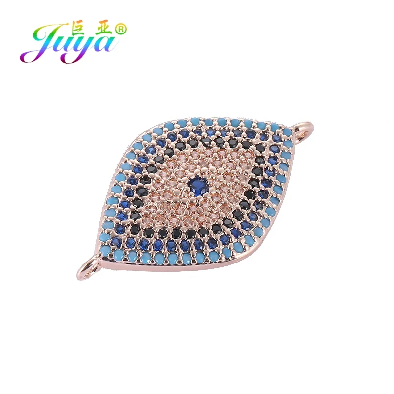 Rose Gold Juya DIY Красочные Кристаллы Классические Ювелирные компоненты греческий сглаза талисманы Разъем аксессуары для женщин мужчин Изготовление ювелирных изделий - Цвет: Rose Gold