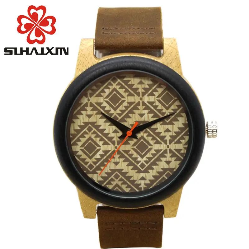 Sihaixin деревянный Watch Для мужчин изображение линий в циферблат с Элитный бренд