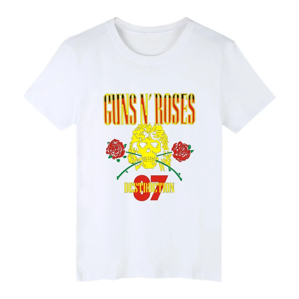 Mens T Shirt 2020 new GUNS N ROSES T-Shirt Men Women Tshirt Spring Summer Punk Skull Rose Design Shirts Tops Brand Clothes | Мужская