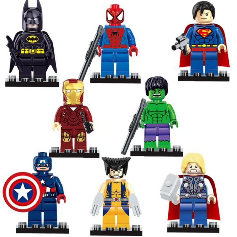 Классический Marvel Super Heroes 8 шт. цифры Капитан американской Халк человеком-пауком