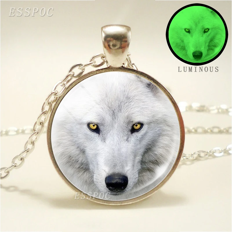 Светящиеся ожерелья Full Moon and Wolf модные стеклянные купольные крутые мужские и