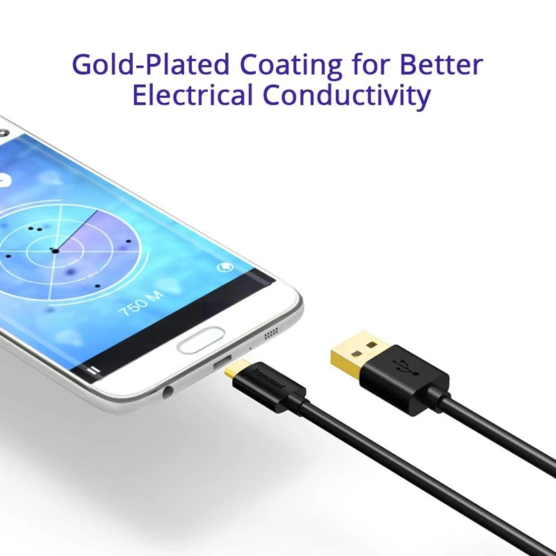 Кабель Micro usb Tronsmart кабель для передачи данных 1 8 м 0 3 белый черный 28AWG 20AWG Oppo Vivo Xiaomi