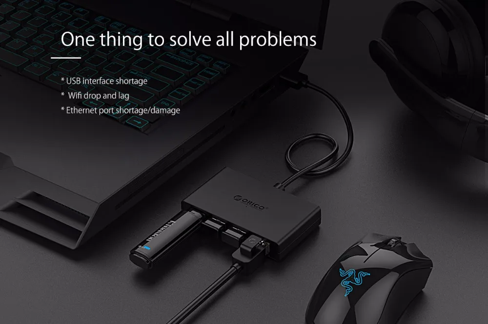 ORICO USB3.0+ гигабитный Ethernet порт концентратор Мини-концентратор для стола, Ofiice, домашний USB3.0 концентратор