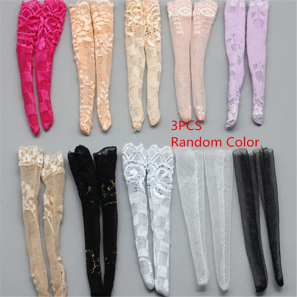 1 1/3pcs Colourful Lace Socks Mixed Style Long Stockings For Doll Accessories Gifts Toy Random Daily Casual Wear Clothes - Цвет: 1