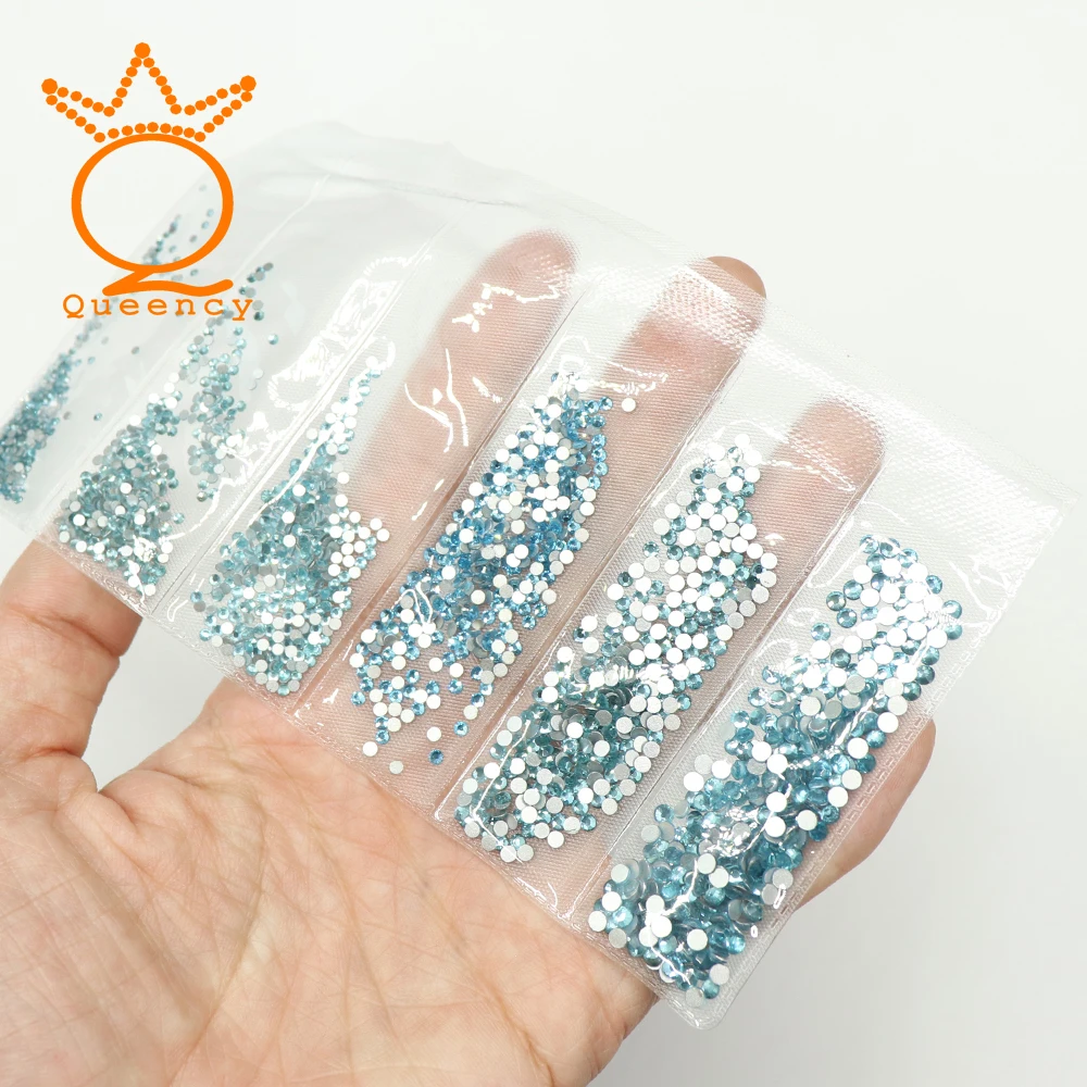 Аквамарин новинка 2018 разные размеры искусственные стразы без горячей фиксации