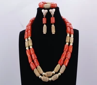 fashion orange coral gold indian necklace wedding jewelry sets african beads jewelry set free shipping