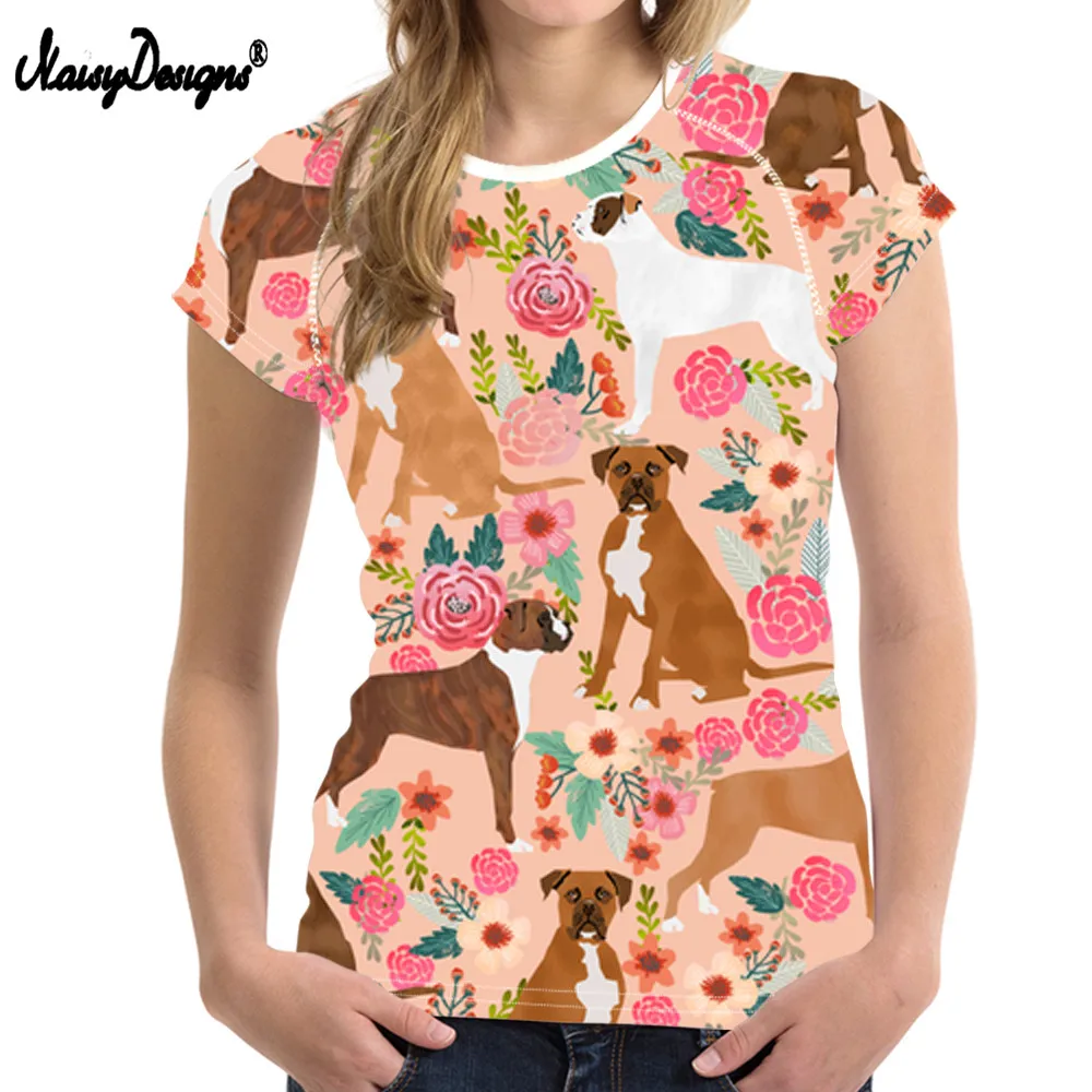 NoisyDesigns футболка для женщин боксеры с принтом собаки Kawaii топ Femme женская одежда