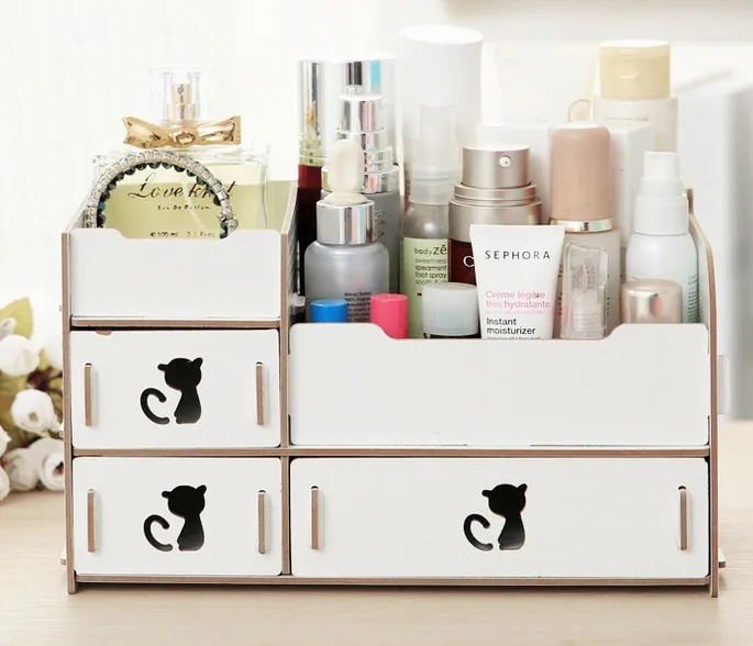 Настольная витрина сделай сам в виде милой кошки органайзер для макияжа любого