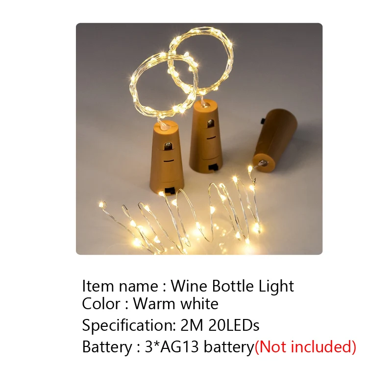 wine bottle light Xsky 2 м светодиодная светящаяся гирлянда земная Фея огни Сердце Любовь Роза цветок кленовые листья пробковая винная бутылка, лампа Рождественские Праздничные огни - Испускаемый цвет: wine bottle light