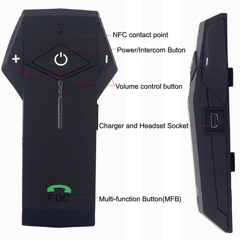 Гарнитура для мотоциклетного шлема FreedConn 2 шт./лот 1000 м Bluetooth NFC