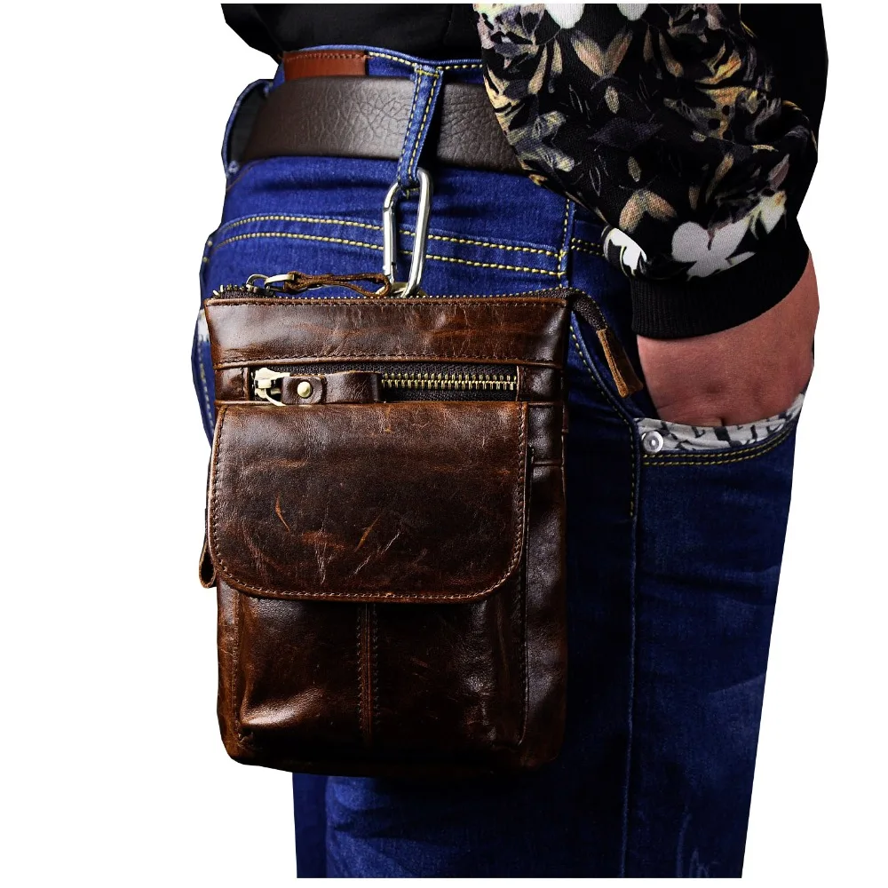 

Quality Leather Male Casual Design Black Shoulder Messenger Crossbody bag Fashion Belt Waist bag Travel Small Pouch Men 611-18c