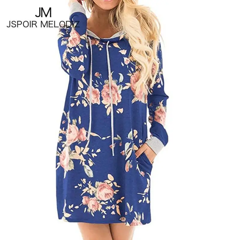 Цветочный Толстовки с принтом Для женщин осень 2017 г. Новинка зимы модные