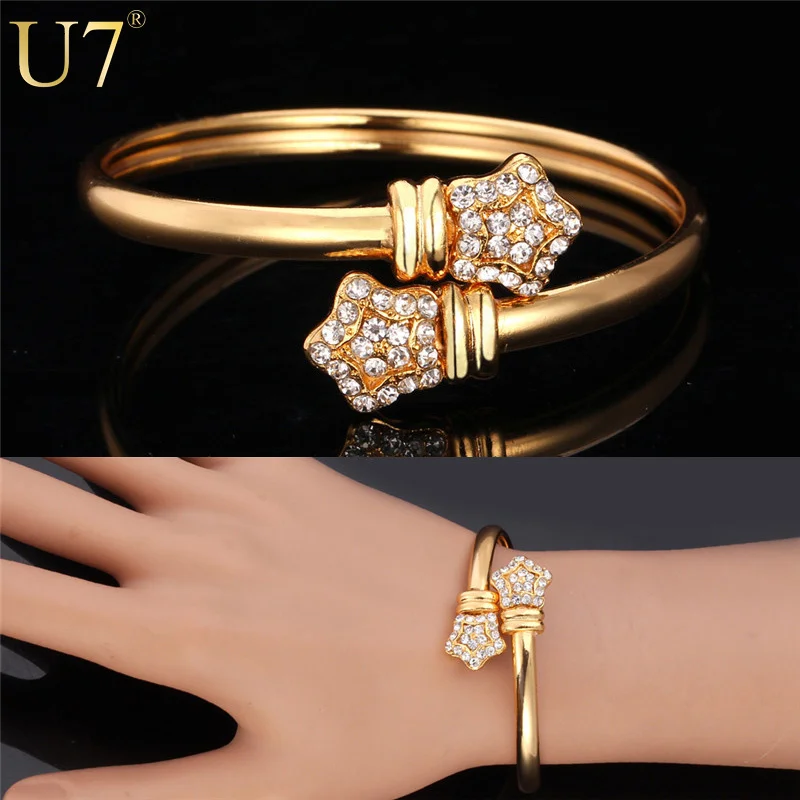 U7 Стразы Звезд Браслет Для Женщин Ювелирные Изделия Позолоченный Бесконечный