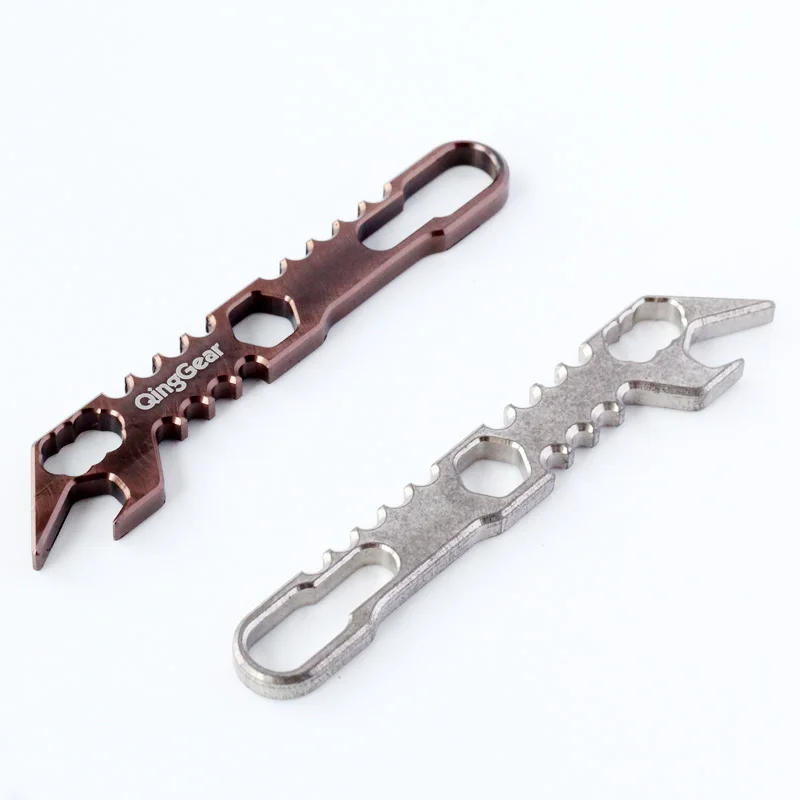 QingGear Titanium TC4 Multi Mini брелок для ключей Pry Tool открывалка бутылок Открыватель коробок