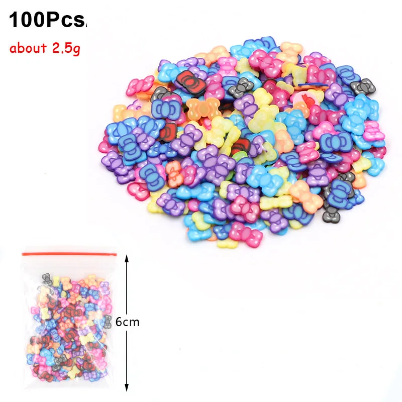 Bow Slices Дополнение Fimo Ломтики горка подвески для поставки слаймов комплект пушистые слимы фрукты полимер прозрачные клейкие аксессуары шпатлевка глина дизайн ногтей - Цвет: Bow Slices