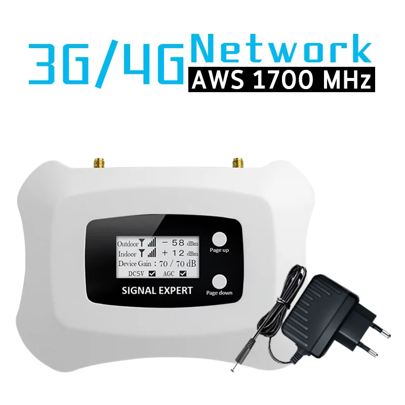 Ретранслятор сотового сигнала AWS 1700 МГц усилитель 3G 1700/2100 UMTS LTE Band 4 с ЖК дисплеем