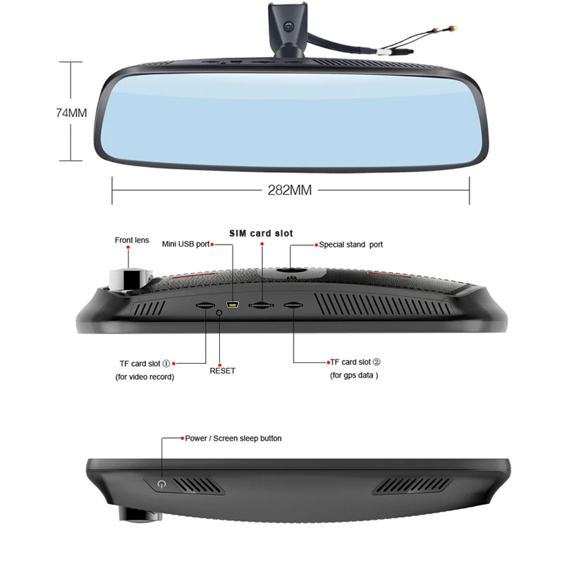 Bluavido 8 0 &quot4G Автомобильное зеркало заднего вида DVR GPS навигация ADAS Full HD 1080P видео
