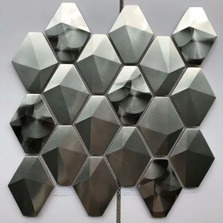 silver color 1 Большая плитка розового золота из нержавеющей стали металлическая мозаичная плитка фиолетовая металлическая мозаика Пирамида дизайн 3D - Цвет: silver color 1