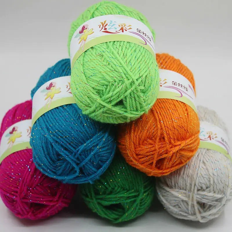 500 г/пакет акриловая цветная Золотая шелковая нить пряжа цветные акриловые