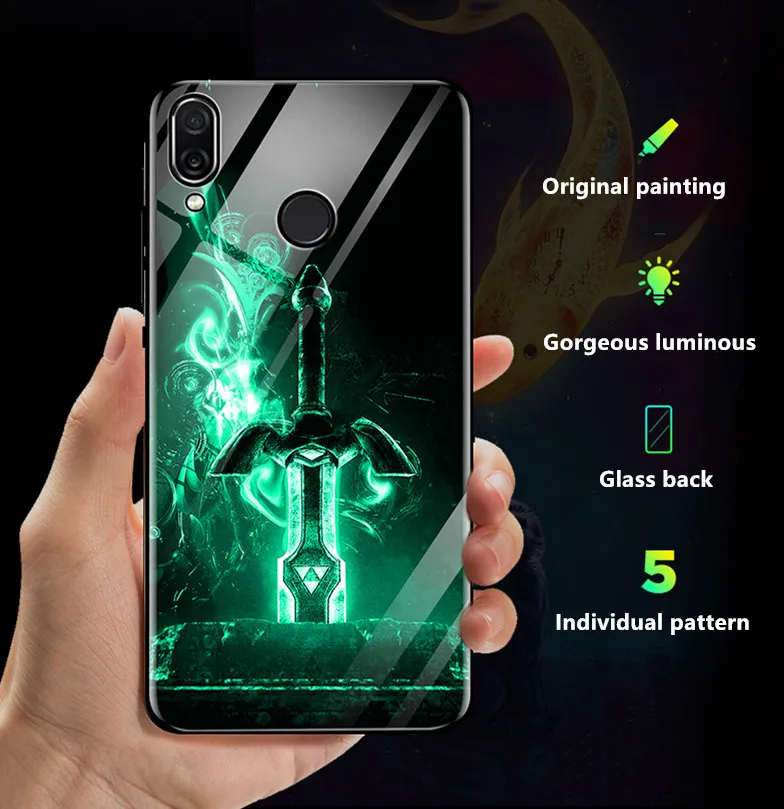Чехол из закаленного стекла для Xiaomi Redmi 7 светящийся чехол с рисунком силиконовая