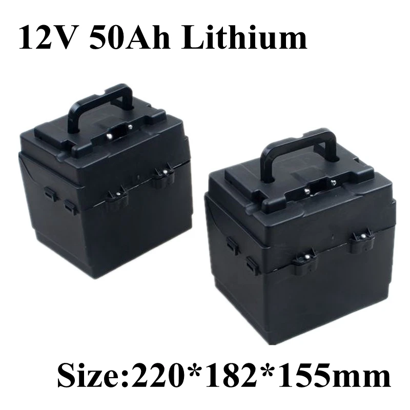 

Lithium 12V 50AH lipo Lithium ion Battery Pack with BMS for Car Board Long Life Deep Cycles Solar Energy power +12.6v 5A charger