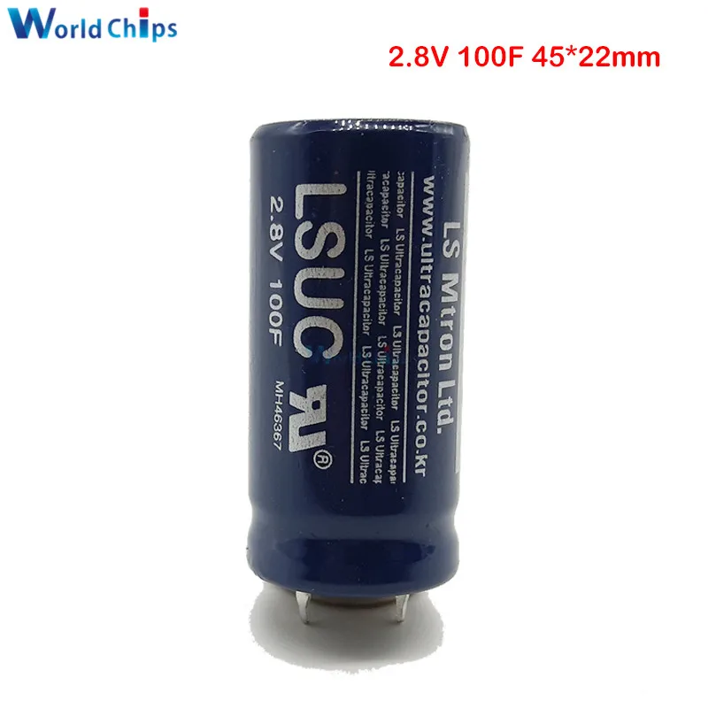Супер фарад конденсатор 2 8 В 100F 45*22 мм низкая ESR высокая частота 2.8V100F 45x22 Ultracapacitor
