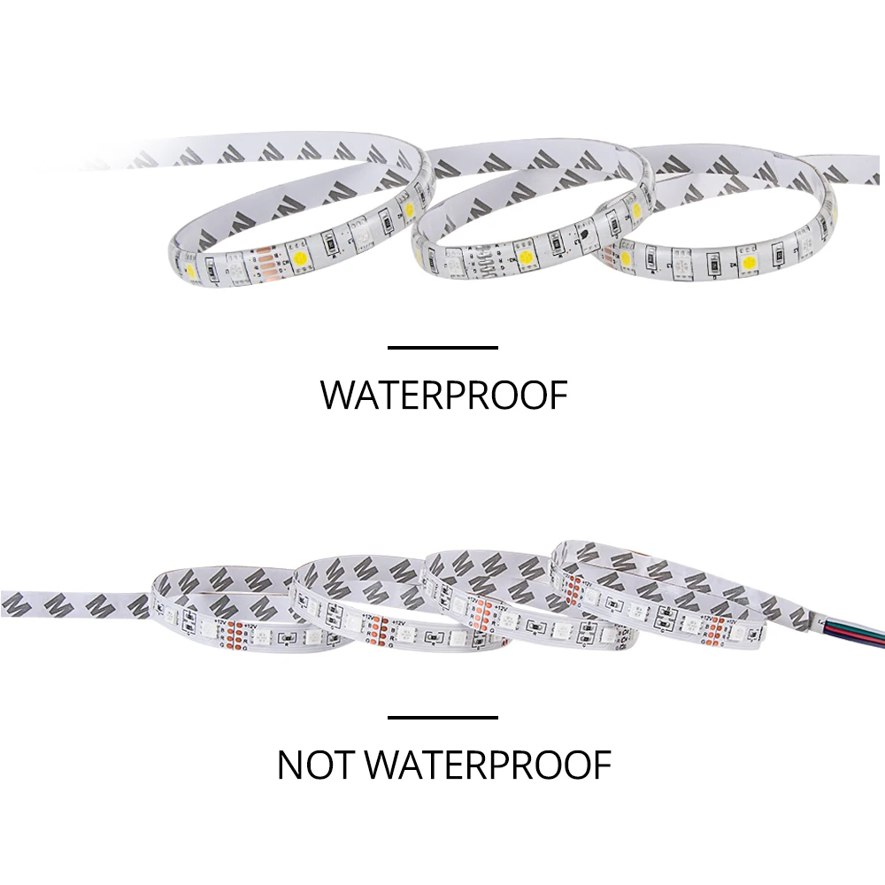 Foxanon 60LEDs/M SMD 5050 5M LED Strip RGB Light Tape DC12V RGBW RGBWW Holiday Decoration Lamp String Ribbon IP65 Waterproof | Лампы и
