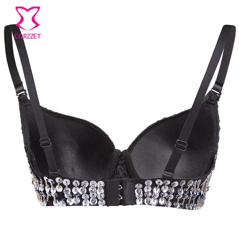 Женский бюстгальтер-бикини Corzzet с бусинами и блестками пуш-ап бурлескная Клубная