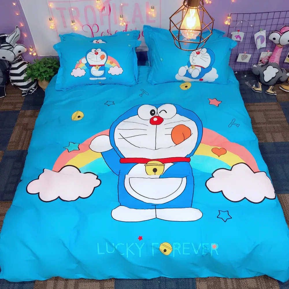 Новинка 100% хлопок милые комплекты постельного белья Doraemon двуспальный комплект