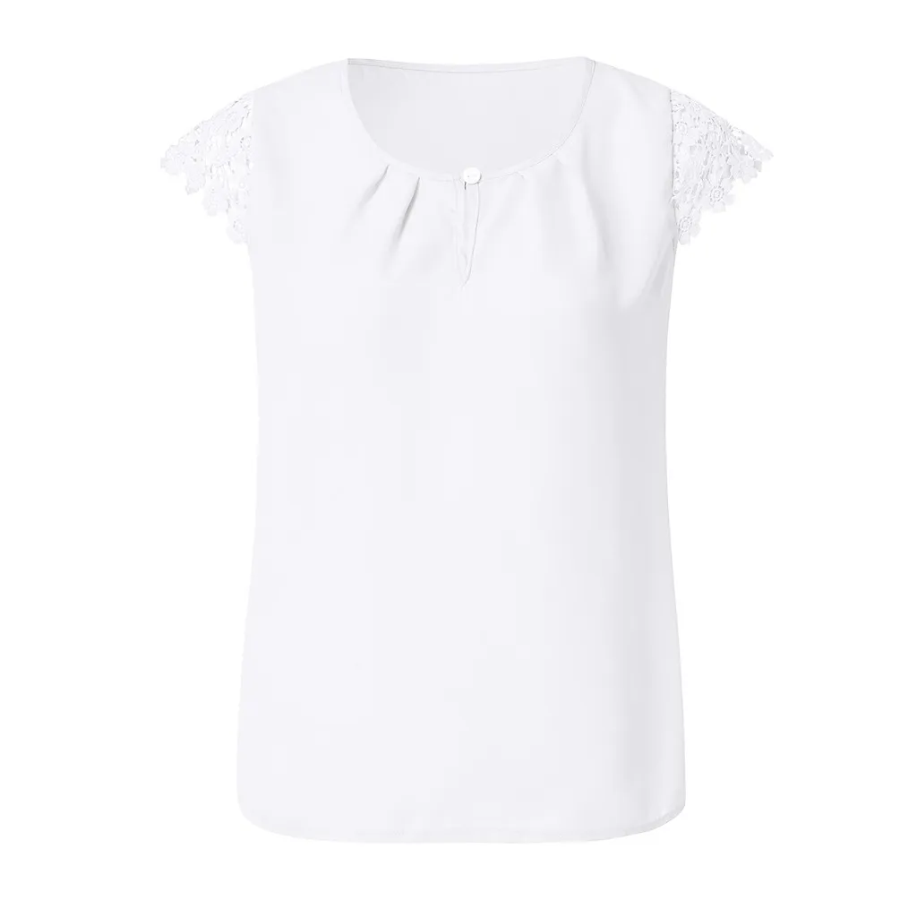 White Женская рубашка шифон Blusas Femininas Топы короткий рукав Элегантная Дамская официальная офисная блузка шифоновая рубашка размера «Плюс» одежда - Цвет: White