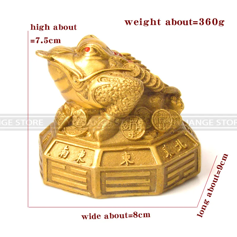 

Chinese Fengshui Copper The Eight Trigrams Base Toad Coins Gold Lucky Home Decoration Apotropaic Brass Furnishing Articles