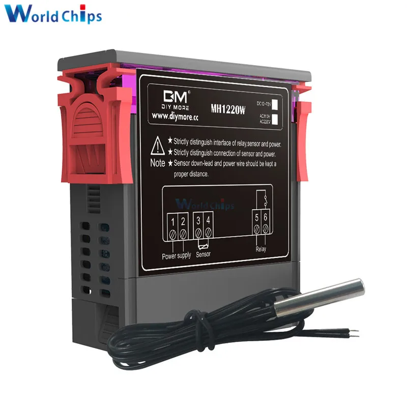 Цифровой термостат MH1220W 220V 110V 12V светодиодный контроллер температуры внутренний