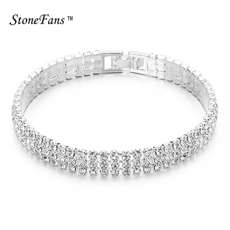 Женский браслет с кристаллами StoneFans простой на День святого Валентина круглые