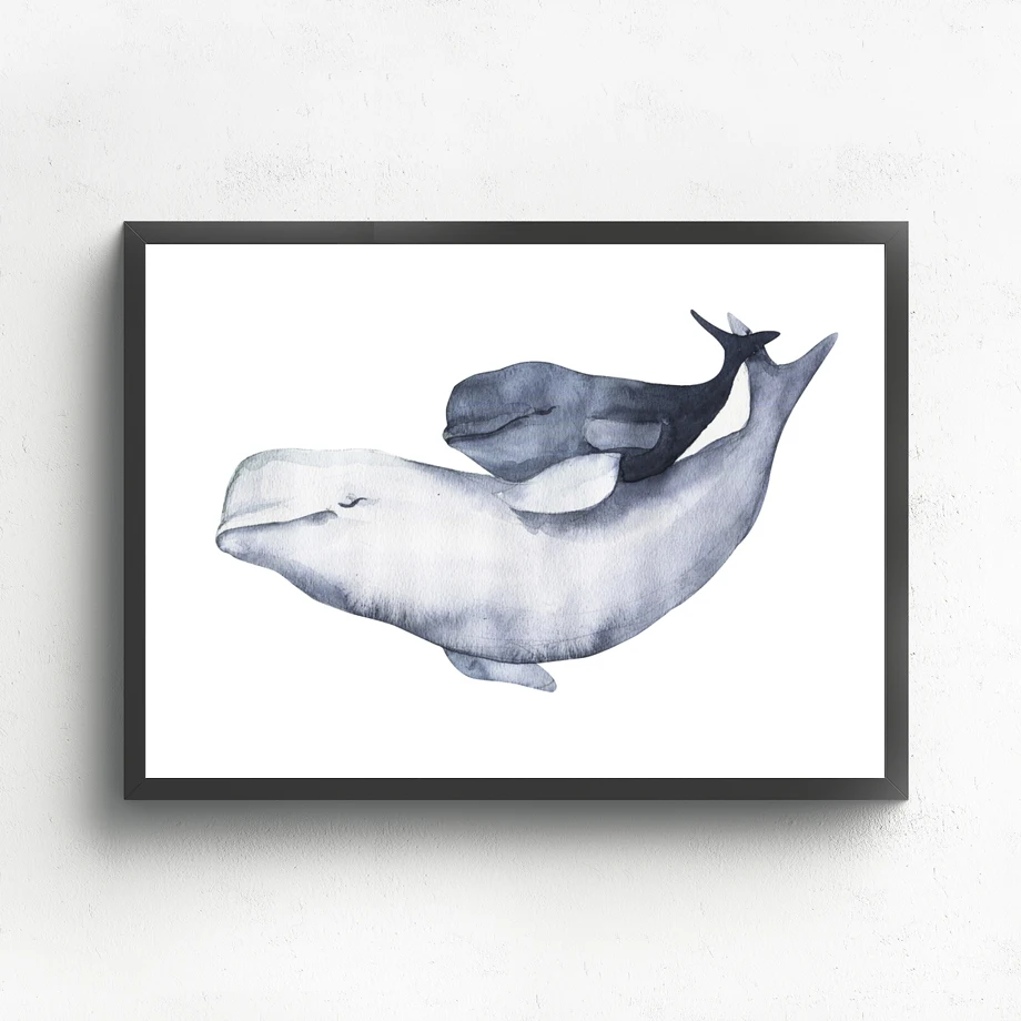 Кит настенная живопись холст постеры и принты скандинавский постер животные