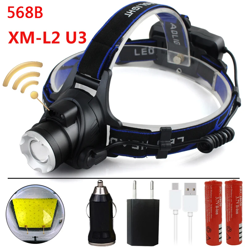 OPtion F Yunmai индукционный светодиодный налобный светильник с ИК-датчиком XM-L2 U3 XM-L T6 светодиодный налобный фонарь с зумом головной светильник XHP50 Головной фонарь передний светильник - Испускаемый цвет: OPtion F
