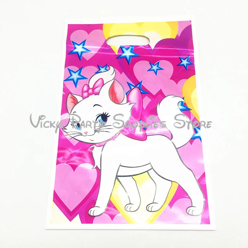 10 шт./лот пластиковая подарочная сумка Marie Cat с рисунком розового кота аристократа