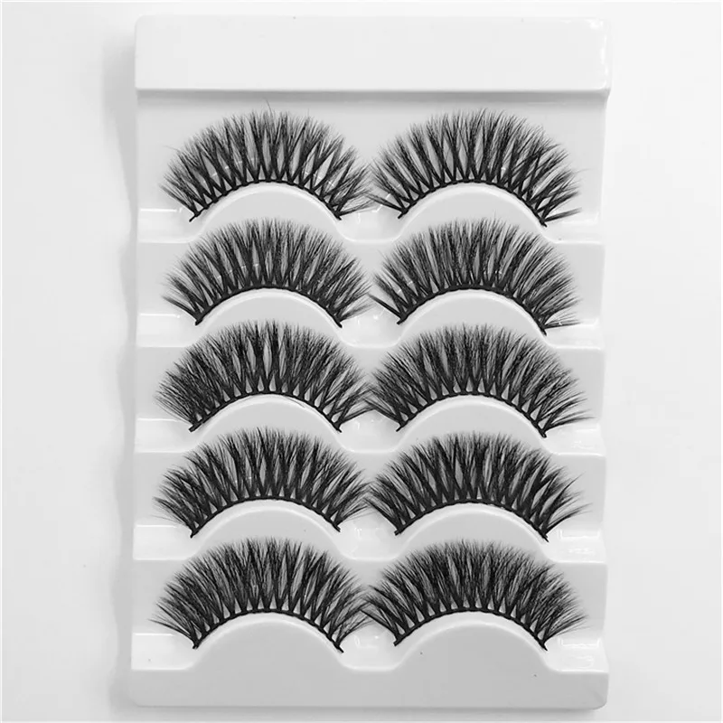 

5pairs 3D False Lashes Multi-layer Thick Crisscross False Eyelashes Party Smoked Makeup Fake Eyelashes Big Eyes Long Eyelashes
